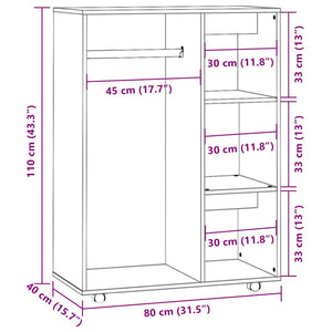 Garde-robe Sonoma gris 80x40x110 cm Bois d'ingénierie