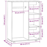 Garde-robe Sonoma gris 80x40x110 cm Bois d'ingénierie