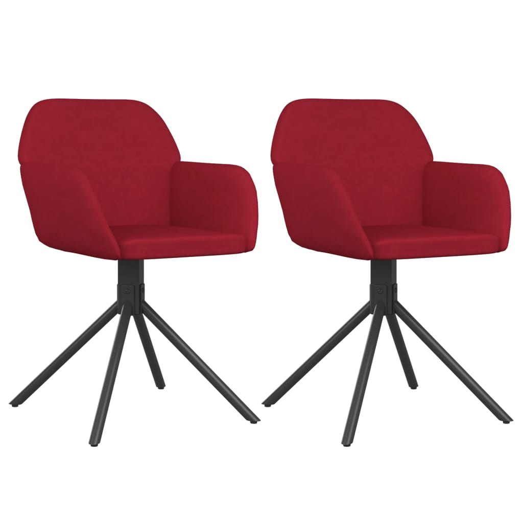 Chaises pivotantes à manger lot de 2 Rouge bordeaux Velours