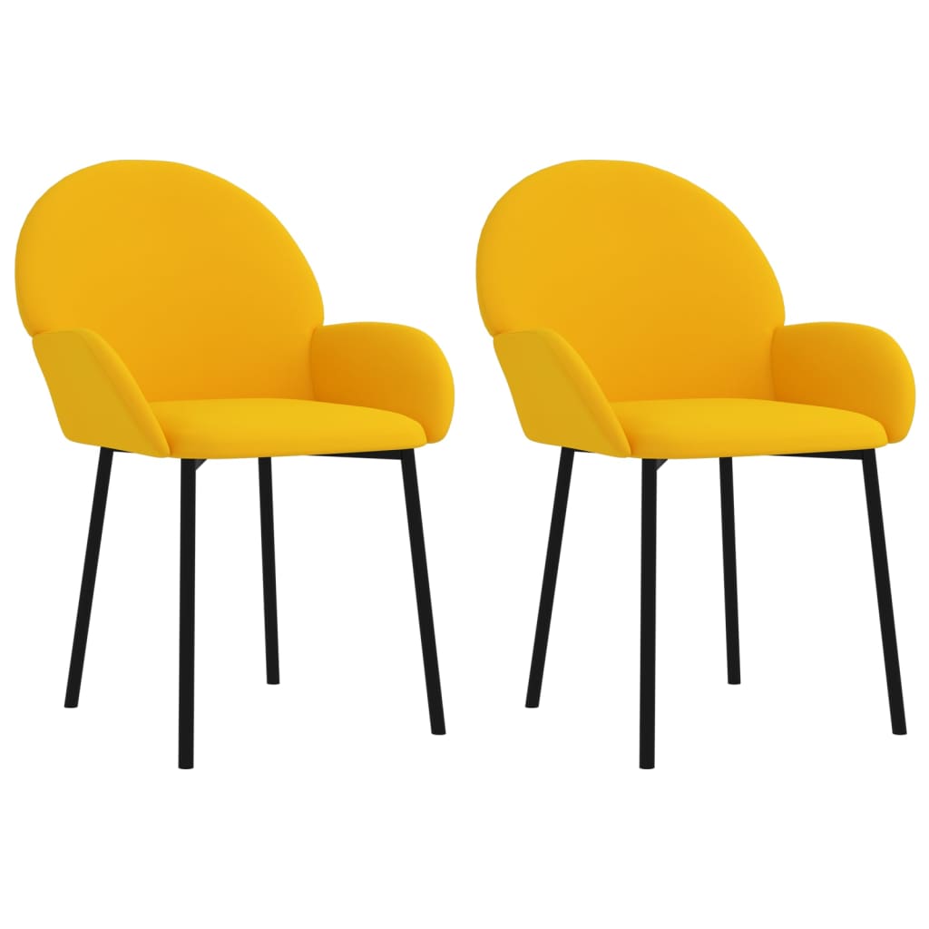 Chaises à manger lot de 2 Jaune Velours