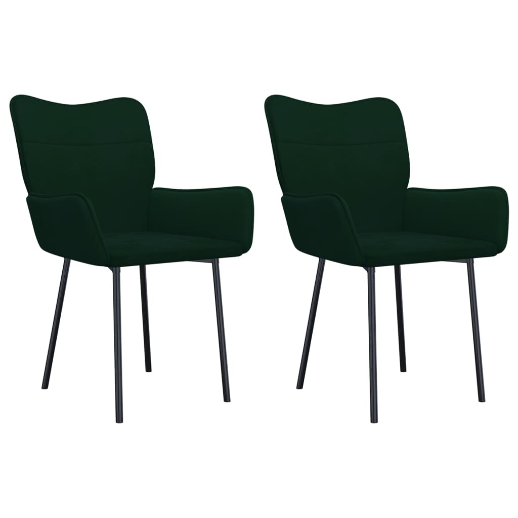 Chaises à manger lot de 2 Vert foncé Velours