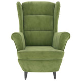 Fauteuil à oreilles avec tabouret vert clair velours