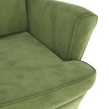 Fauteuil à oreilles avec tabouret vert clair velours