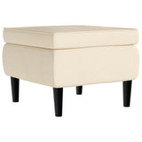 Fauteuil à oreilles avec tabouret crème velours