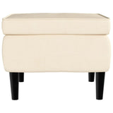 Fauteuil à oreilles avec tabouret crème velours