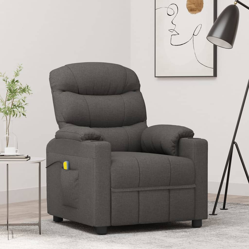Fauteuil de massage Gris foncé Tissu