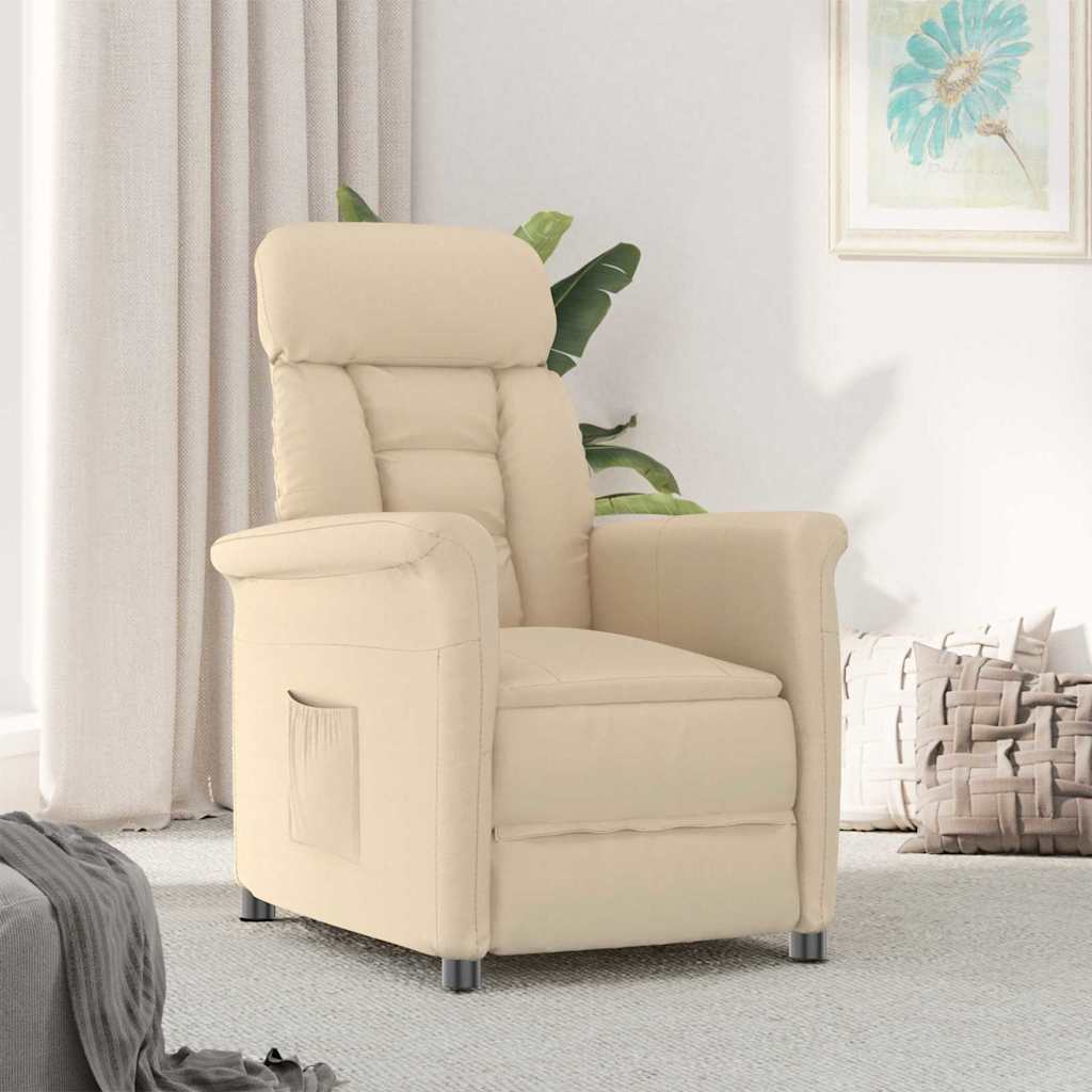 Fauteuil Relax Crème Crème 70.5 x 96.5 x 95 cm Tissu et métal