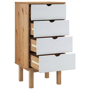 Commode OTTA marron et blanc 45x39x90 cm bois de pin massif