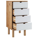 Commode OTTA marron et blanc 45x39x90 cm bois de pin massif