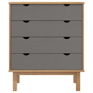 Commode OTTA Marron et gris 76,5x39,5x90 cm Bois de pin massif