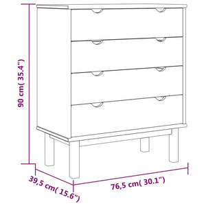 Commode OTTA Marron et gris 76,5x39,5x90 cm Bois de pin massif