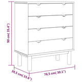 Commode OTTA Marron et gris 76,5x39,5x90 cm Bois de pin massif