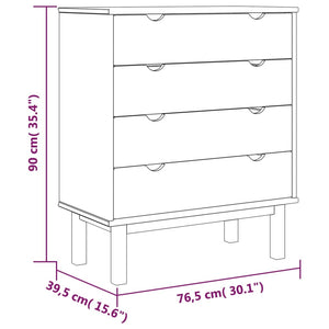 Commode OTTA Marron et blanc 76,5x39,5x90 cm Bois de pin massif