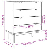 Commode OTTA Marron et blanc 76,5x39,5x90 cm Bois de pin massif