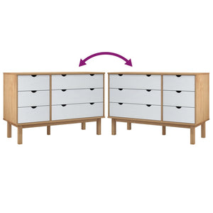 Commode OTTA marron et blanc 111x43x73,5 cm bois de pin massif