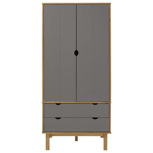 Garde-robe OTTA Marron et gris 76,5x53x172 cm Bois massif pin