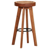 Tabourets de bar 2 pcs Cuir véritable et bois d'acacia solide