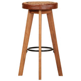 Tabourets de bar 2 pcs Cuir véritable et bois d'acacia solide