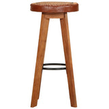 Tabourets de bar 2 pcs Cuir véritable et bois d'acacia solide