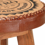 Tabourets de bar 2 pcs Cuir véritable et bois d'acacia solide