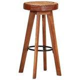 Tabourets de bar 2 pcs Cuir véritable et bois d'acacia solide