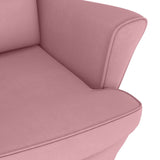 Fauteuil à bascule à oreilles en velours rose bois massif