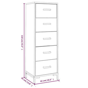 Commode Noir 42x35x110 cm Bois de pin massif
