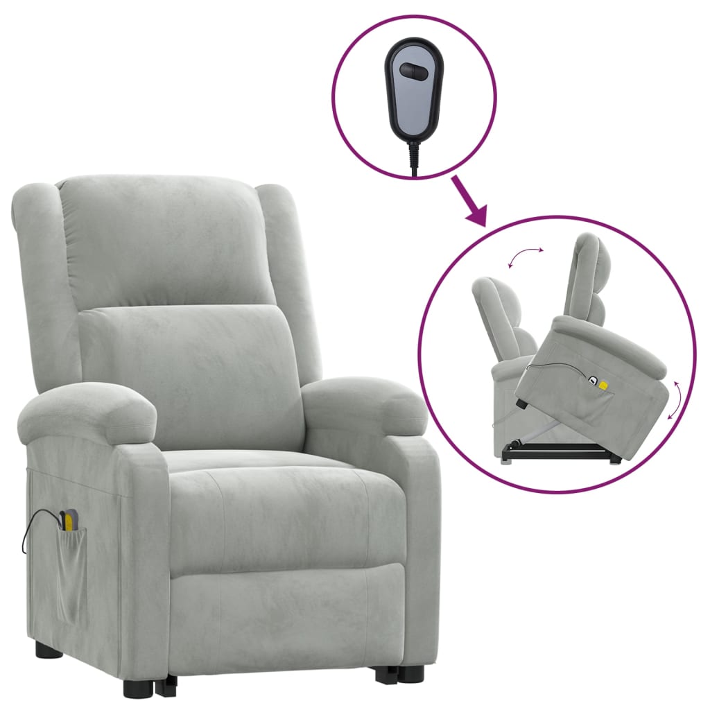 Fauteuil de massage Gris clair Velours