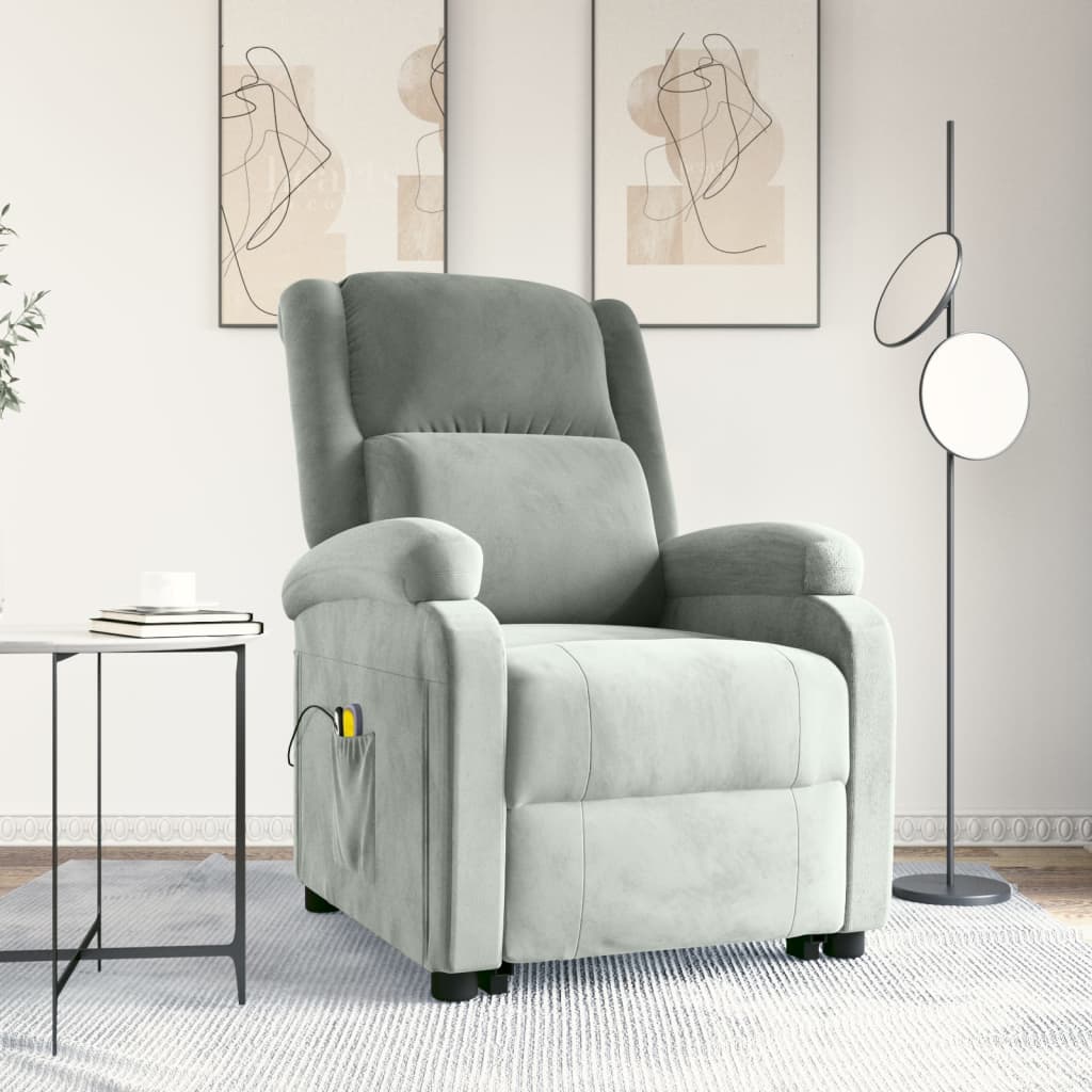 Fauteuil de massage Gris clair Velours