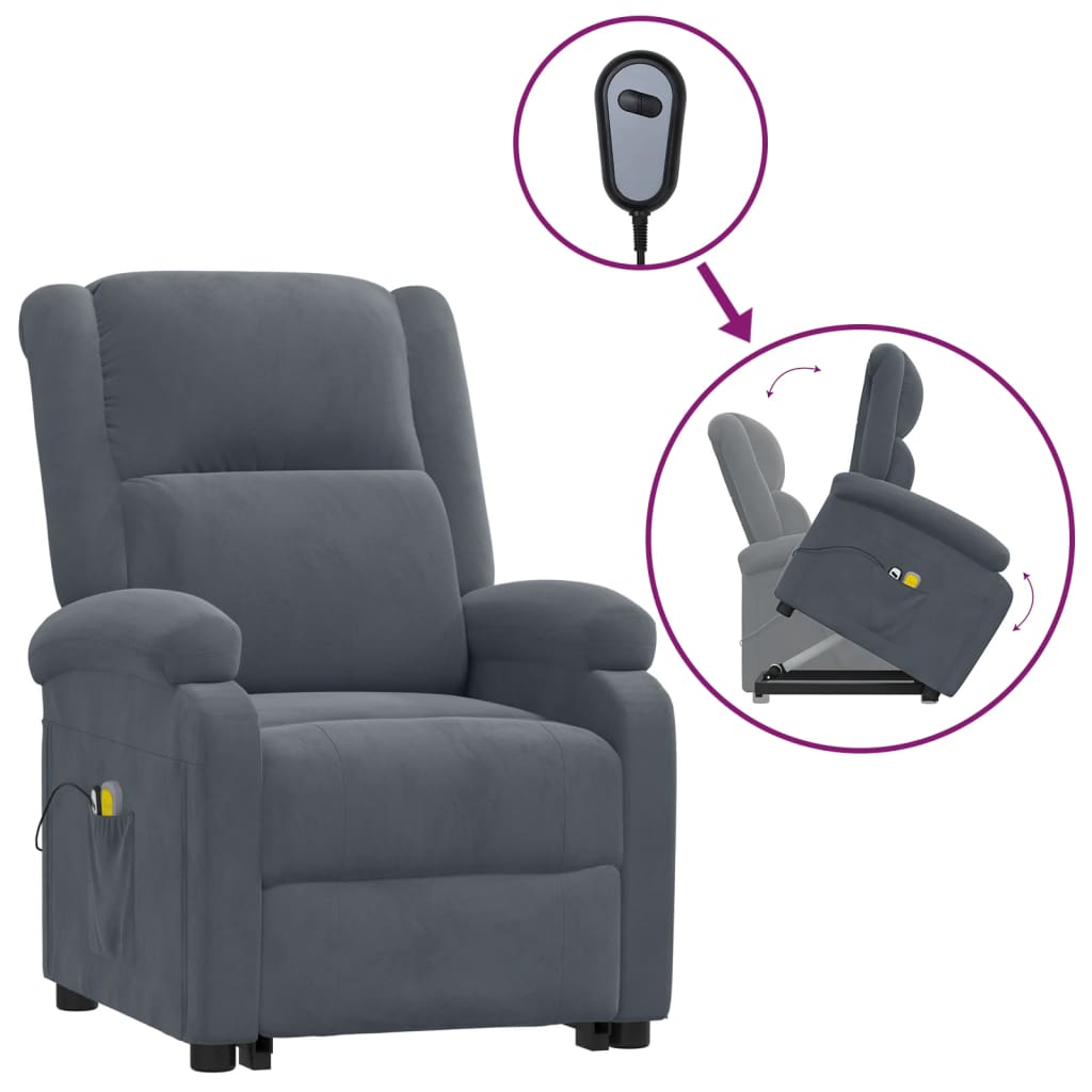 Fauteuil de massage Gris foncé Velours