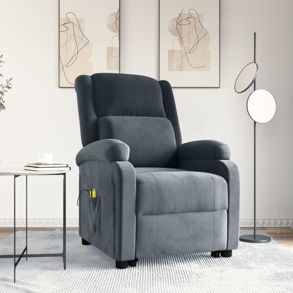 Fauteuil de massage Gris foncé Velours