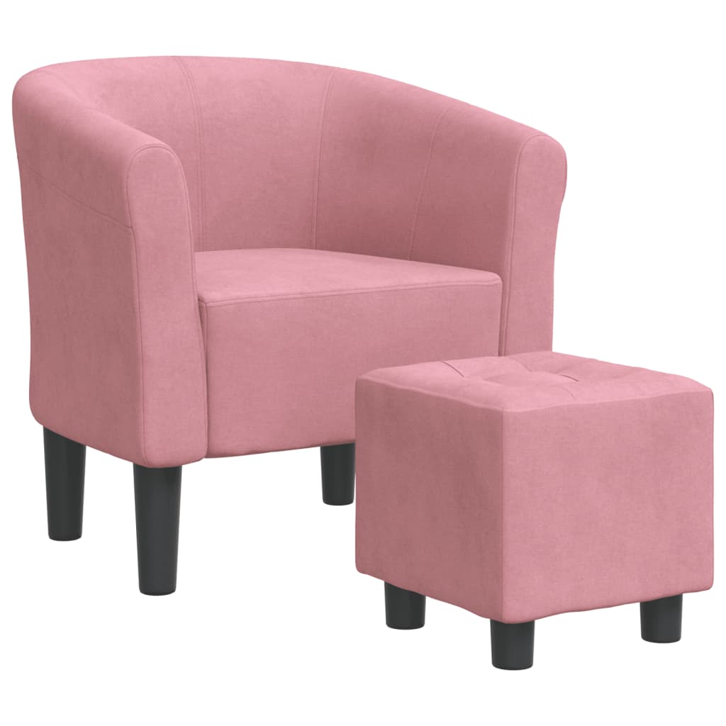 Chaise cabriolet avec repose-pied rose velours
