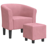Chaise cabriolet avec repose-pied rose velours