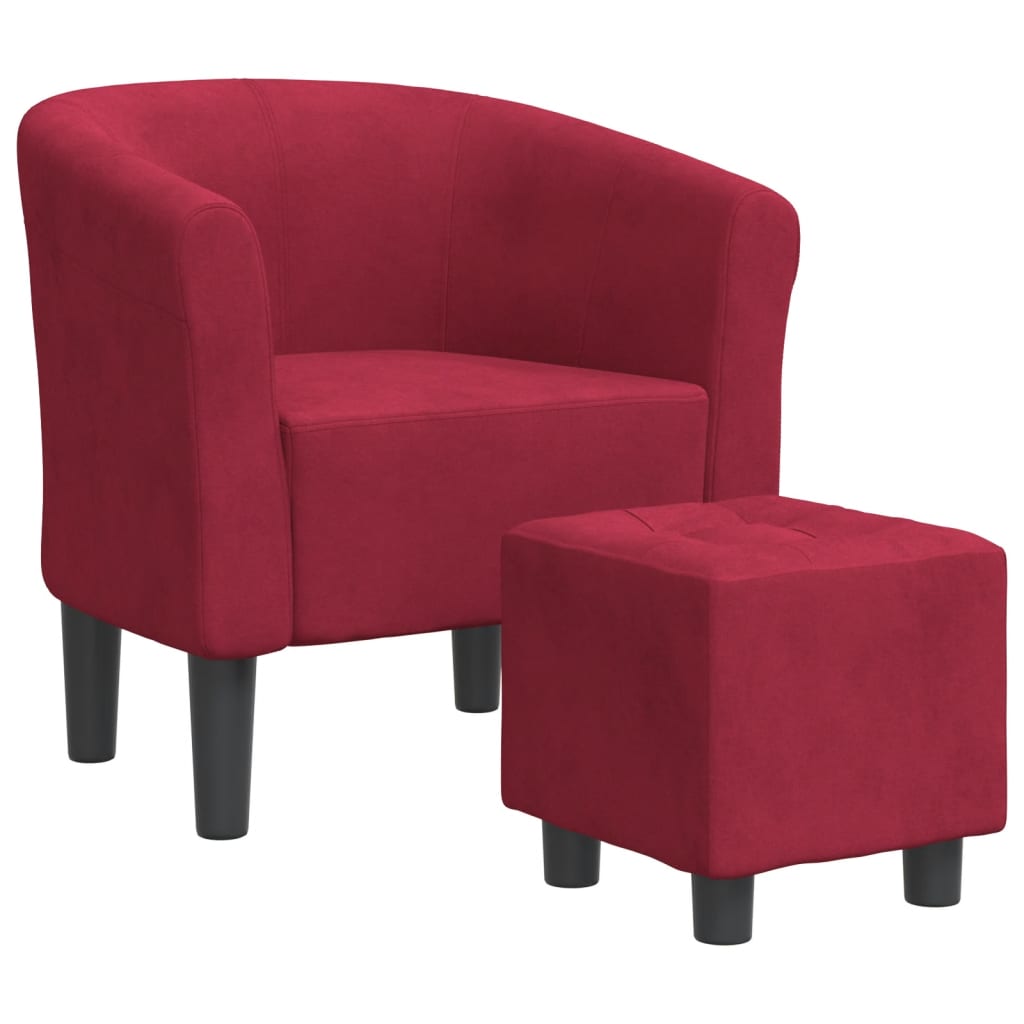 Chaise cabriolet avec repose-pied rouge bordeaux velours