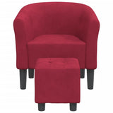 Chaise cabriolet avec repose-pied rouge bordeaux velours