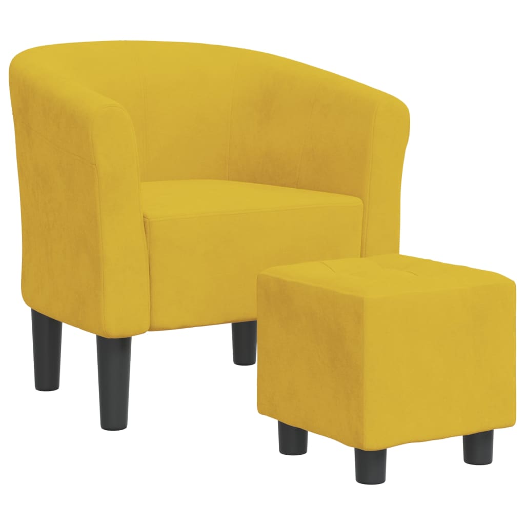 Chaise cabriolet avec repose-pied jaune velours