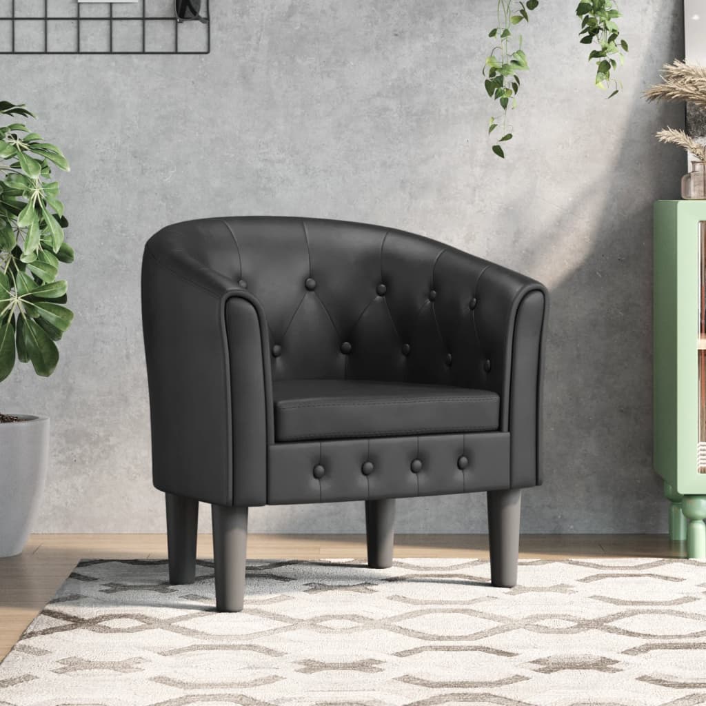 Chaise cabriolet noir similicuir
