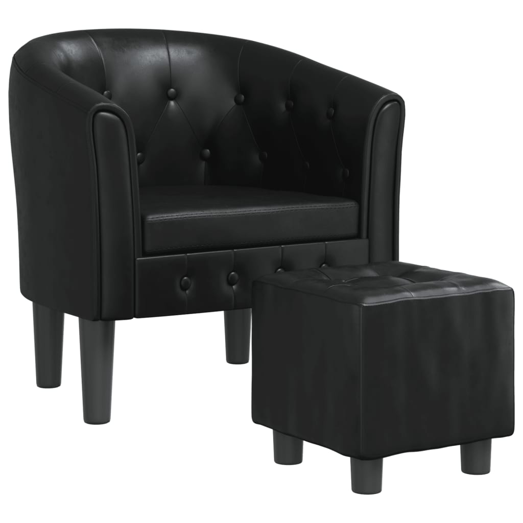 Chaise cabriolet avec repose-pied noir similicuir