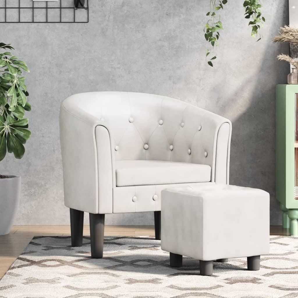 Chaise cabriolet avec repose-pied blanc similicuir