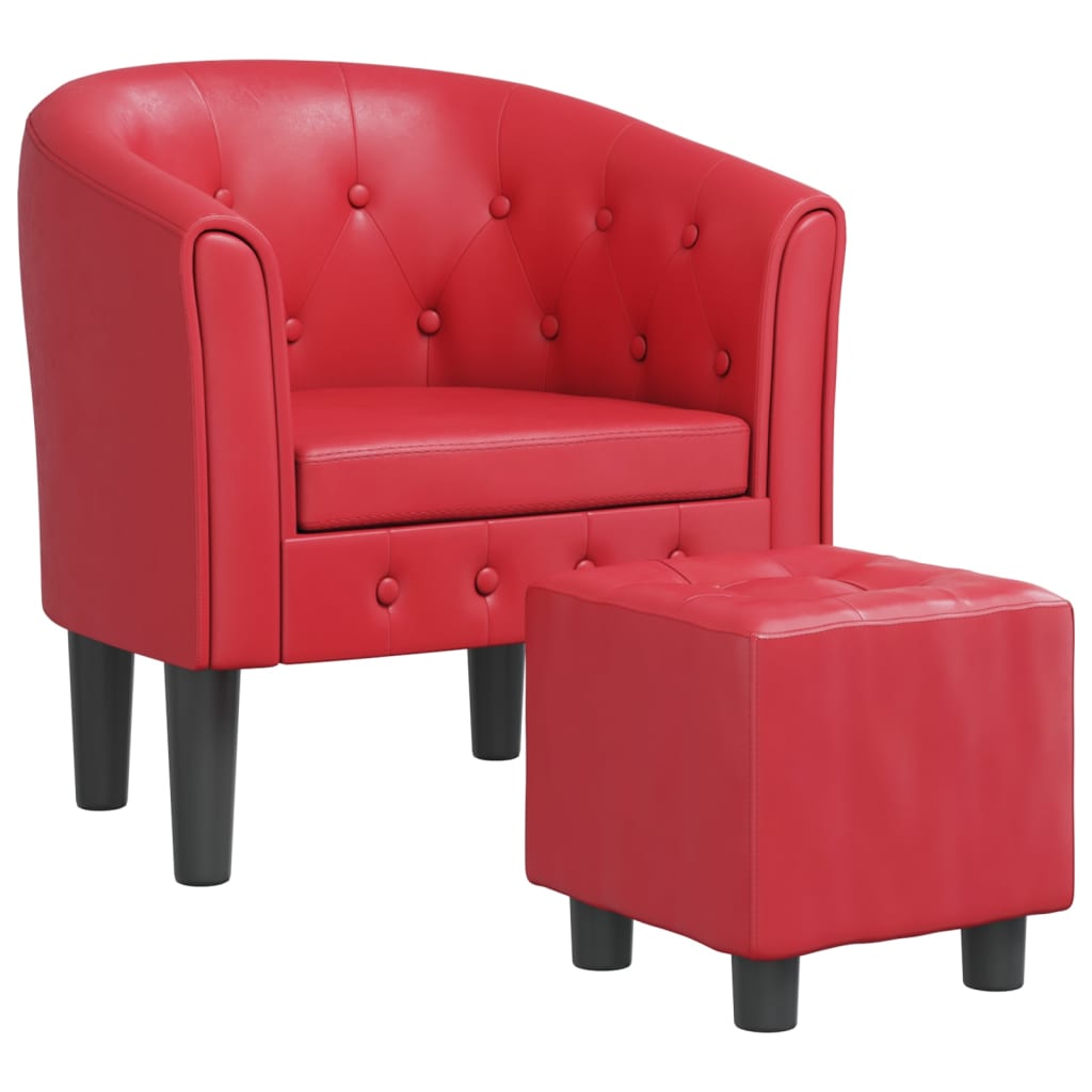 Chaise cabriolet avec repose-pied rouge similicuir