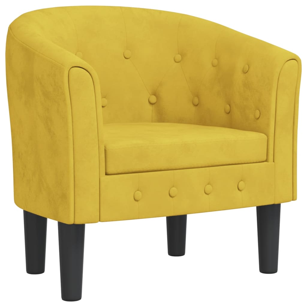 Fauteuil jaune velours