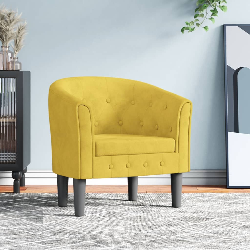 Fauteuil jaune velours