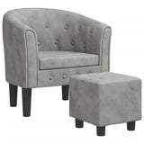 Fauteuil avec repose-pied gris clair velours