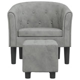 Fauteuil avec repose-pied gris clair velours