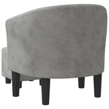 Fauteuil avec repose-pied gris clair velours