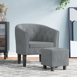 Fauteuil avec repose-pied gris foncé velours