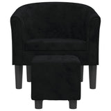 Fauteuil avec repose-pied noir velours