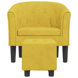 Fauteuil avec repose-pied jaune velours