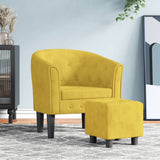 Fauteuil avec repose-pied jaune velours