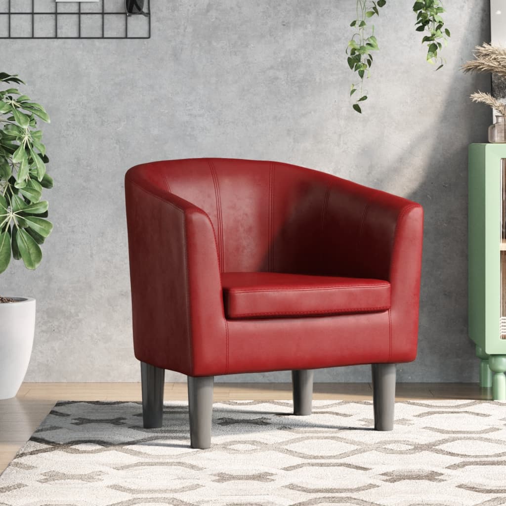Fauteuil rouge bordeaux similicuir